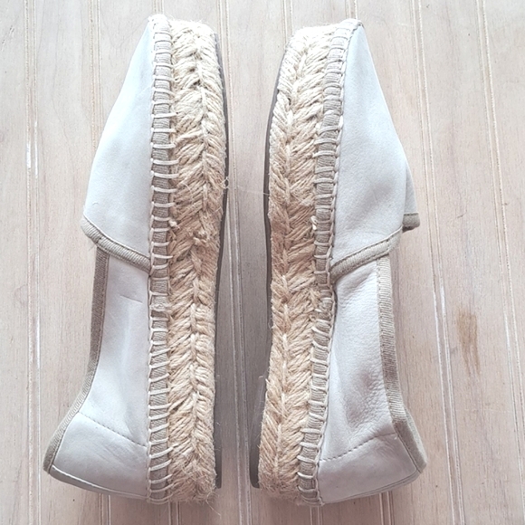 ALDO Genuine Leather Slip-On Espadrilles Cream Platform Shoes Comfy Flats - Picture 6 of 11